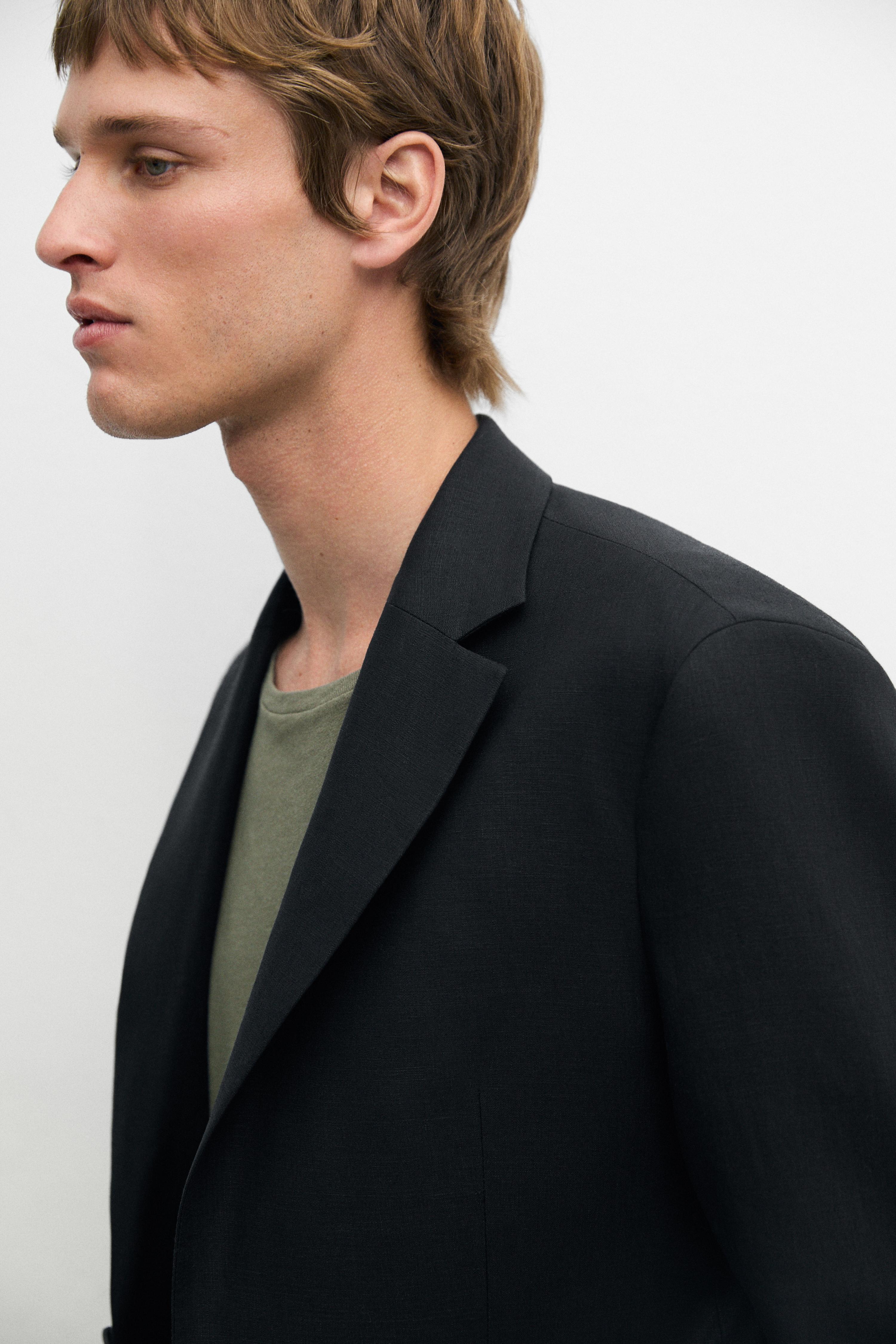 Tailored fit 100% linen suit blazer
